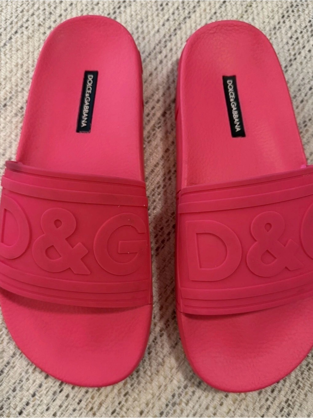 Dolce & Gabbana Fuchsia D&G Logo Slide Sandals Sz 39 (Us 8.5-9)
